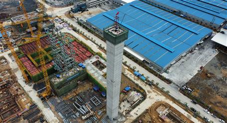 80米高煙囪、提前14天封頂！